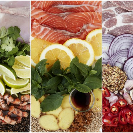 Kesäisissä marinadeissa maistuvat sitrukset, yrtit ja chili.