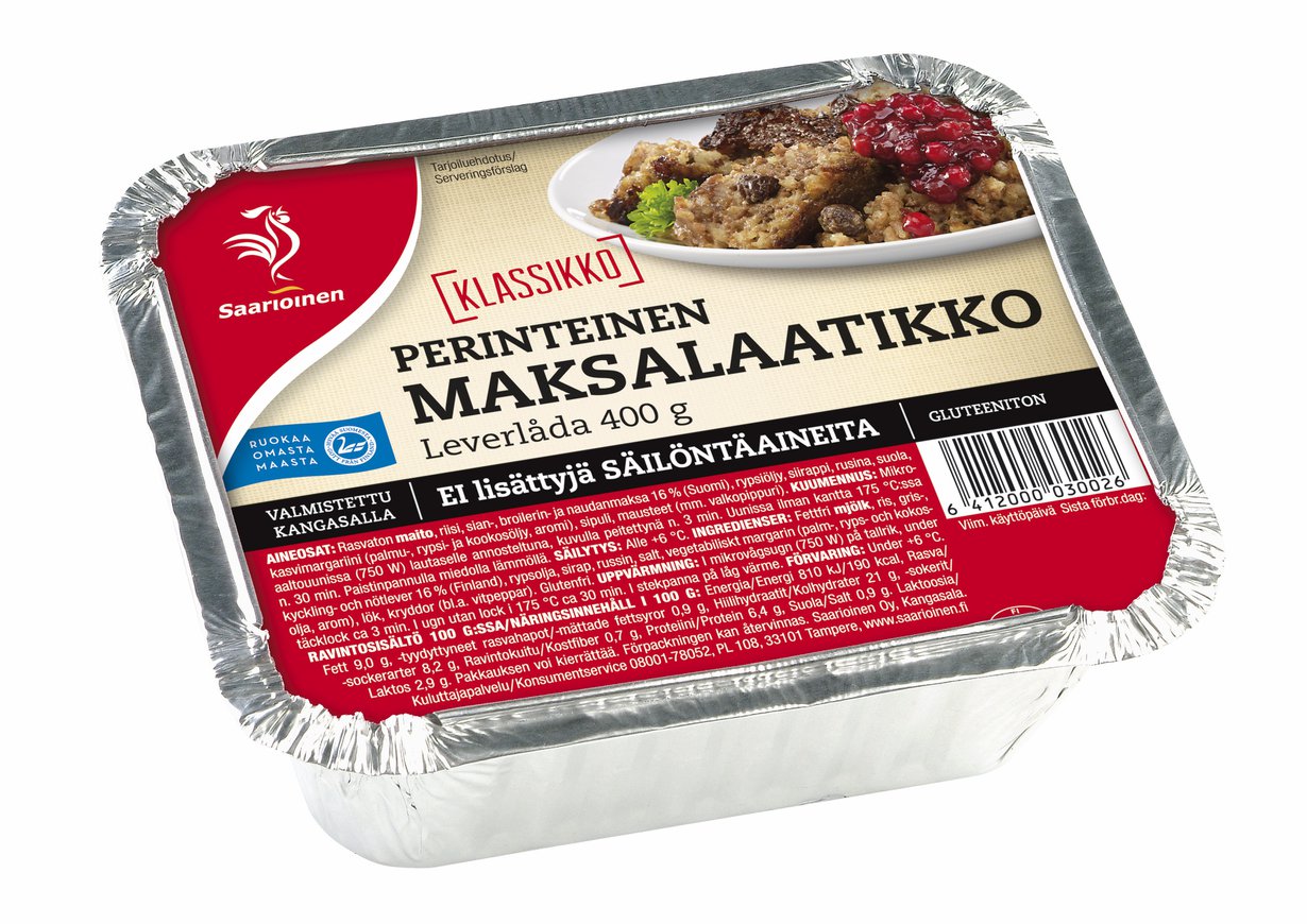 Suomalainen ostaa maksalaatikon mieluusti valmiina, koska sen tekeminen kotona koetaan varsin työlääksi. Kuva: Saarioinen.