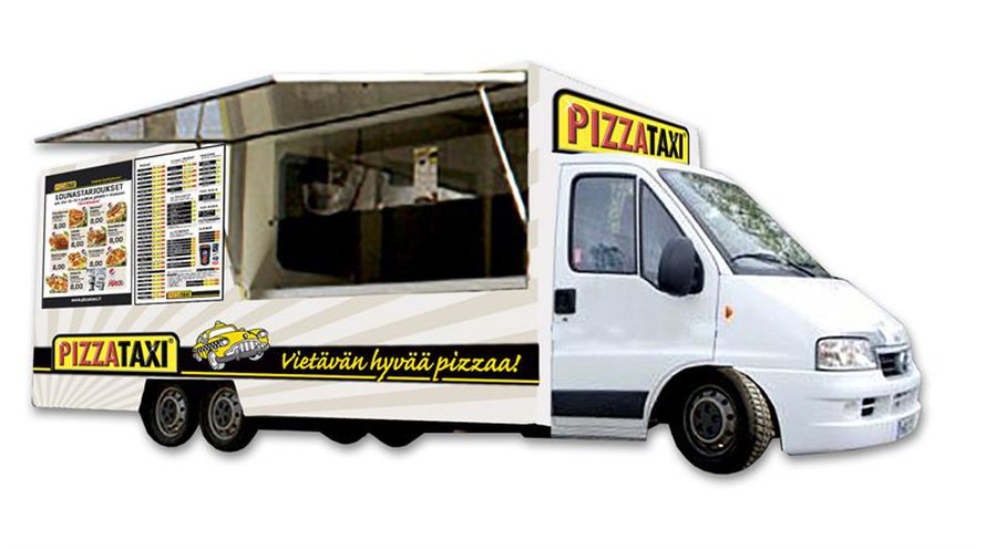 Katuruokapizzat leivotaan autossa. kuva: Pizzataxi.