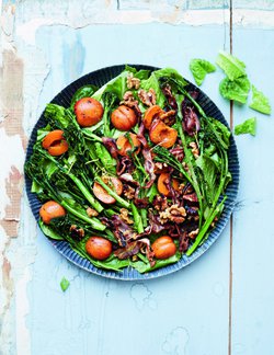 Nappaa torilta pussillinen aprikooseja ja grillaa lämmin salaatti. Kovatkin hedelmät leppyvät pannulla pehmeiksi ja makeiksi. 