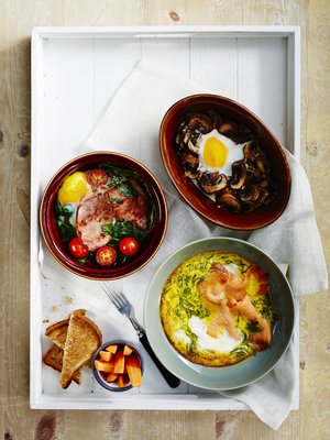 Kulhomunakas  kypsyy vaivatta uunissa. 